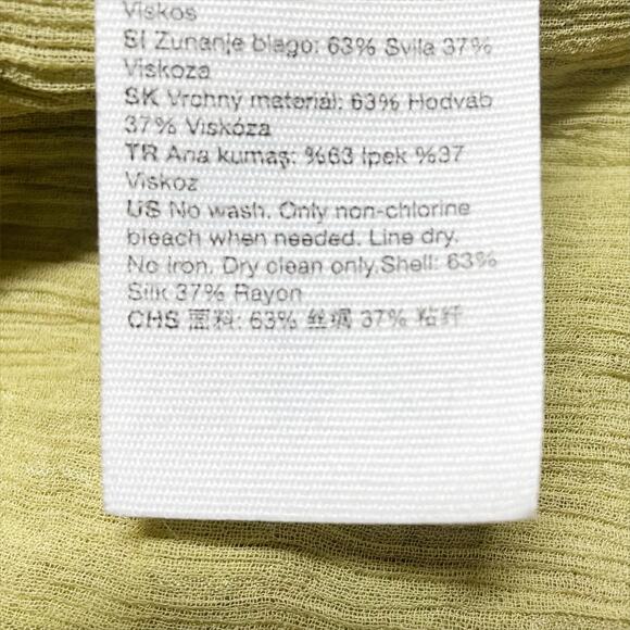 REGINA PYO x & OTHER STORIES Textured Mulberry Silk Knotted Green Top Size 6 - Picture 8 of 8